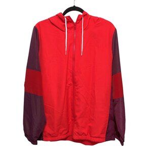 PINK Victoria's Secret Solid Neon Red Burgundy Full Zip Hooded Long Sleeve Jacke